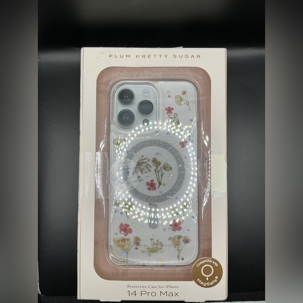 Plum Pretty Sugar Floral iPhone 14 Pro Max Case - pink and yellow flowers